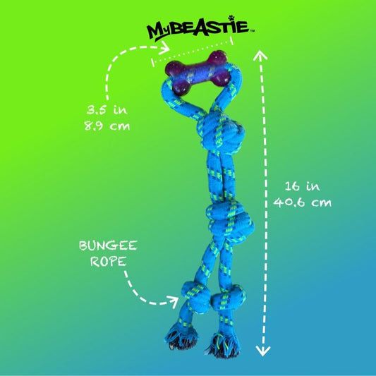 My Beastie Ruff Tug - Floss Chew Rope Tug – Premium Bungee Rope Tug Toy for Dogs – Interactive Rope Toy