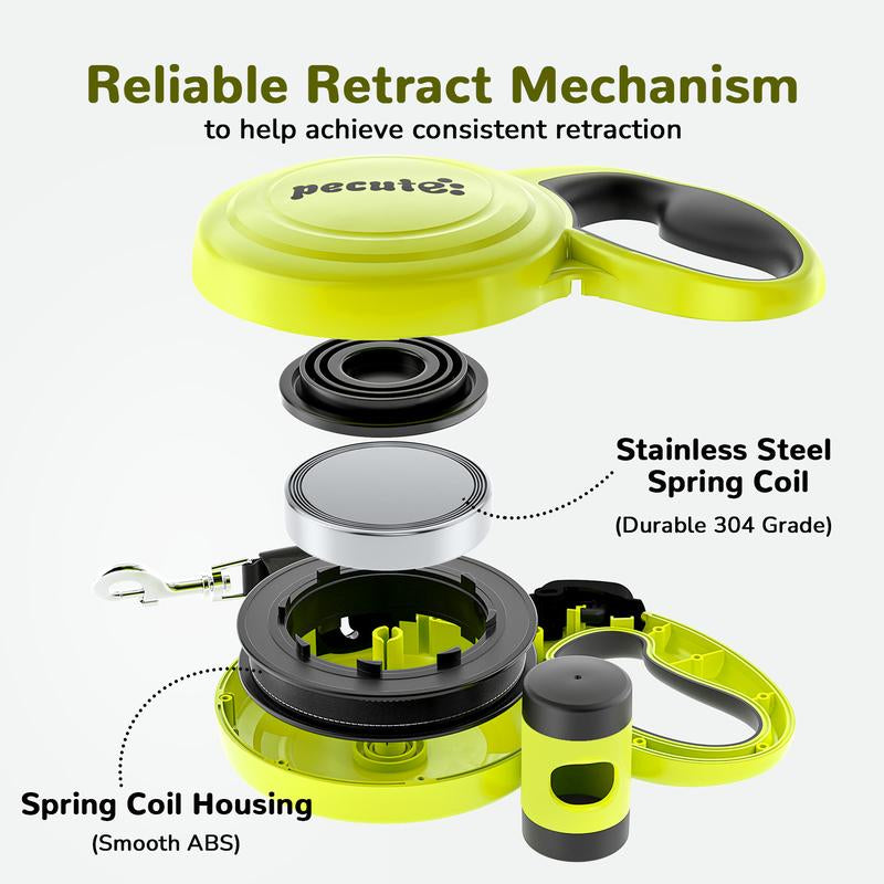Pecute 32Ft Retractable Dog Leash with Reflective Strips