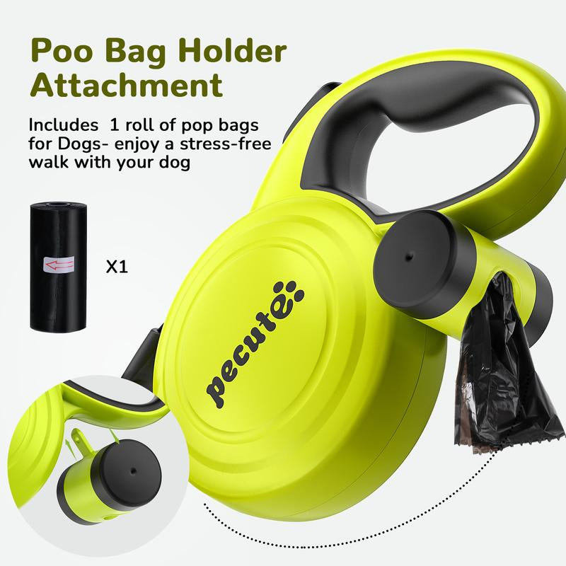 Pecute 32Ft Retractable Dog Leash with Reflective Strips