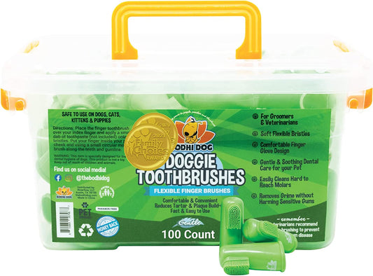 Finger Toothbrush for Dogs & Cats - Puppy Toothbrush with Soft Flexible Silicone Bristles, Gentle for Sensitive Gums, Promotes Healthy Teeth & Gums, Easy Teeth Cleaning Tool (100 Count)